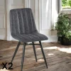KERALA Chaises Scandinaves|Chaises Capitonnées|Chaise en tissu gris et pieds métal évasés (lot de 2)