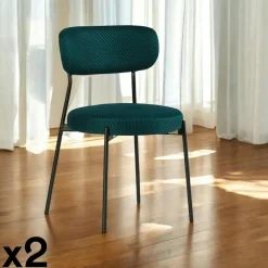 IENA Chaises Capitonnées|Chaises Contemporaines|Chaise en tissu résille matelassée terracotta (lot de 2)