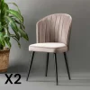 ROSARIO Meubles De Cuisine·Chaises|Chaises Capitonnées|Chaise en velours beige - dossier enveloppant (Lot de 2)