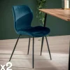 Melbourne Univers Déco·Design Contemporain|Chaises Capitonnées|Chaise en velours bleu (lot de 2)