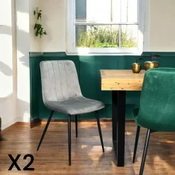 Melbourne Univers Déco·Design Contemporain|Chaises Capitonnées|Chaise en velours bleu (lot de 2)