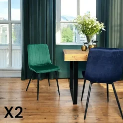 Melbourne Univers Déco·Design Contemporain|Chaises Capitonnées|Chaise en velours bleu (lot de 2)
