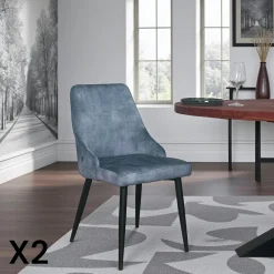 MALMOE Univers Déco·Classique Chic|Chaises Scandinaves|Chaise en velours bleu pétrole (lot de 2)