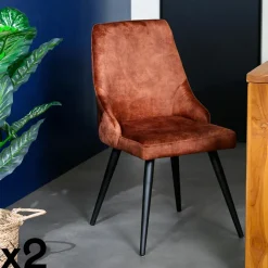 MALMOE Univers Déco·Classique Chic|Chaises Scandinaves|Chaise en velours bleu pétrole (lot de 2)