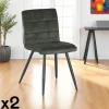 MALMOE Chaises Vintage|Chaises Capitonnées|Chaise en velours capitonné kaki (lot de 2)