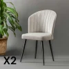 ROSARIO Chaises Capitonnées|Chaises Contemporaines|Chaise en velours écru - dossier enveloppant (Lot de 2)