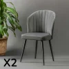 ROSARIO Chaises Capitonnées|Chaises Contemporaines|Chaise en velours gris - dossier enveloppant (Lot de 2)