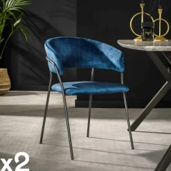 Melbourne Chaises Contemporaines|Meubles De Cuisine·Chaises|Chaise en velours gris à dossier rond (lot de 2)