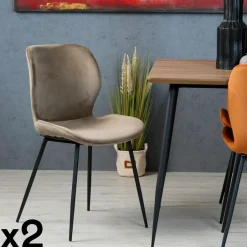 Melbourne Univers Déco·Design Contemporain|Meubles De Cuisine·Chaises|Chaise en velours gris style moderne (lot de 2)