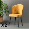 ROSARIO Meubles De Cuisine·Chaises|Chaises Capitonnées|Chaise en velours jaune - dossier enveloppant t de 2)