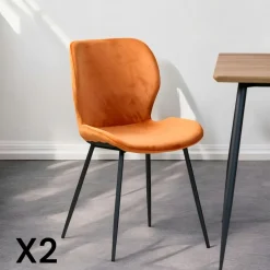 Melbourne Meubles De Cuisine·Chaises|Chaises Capitonnées|Chaise en velours jaune moutarde (lot de 2)