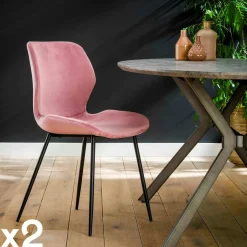 Melbourne Meubles De Cuisine·Chaises|Chaises Capitonnées|Chaise en velours jaune moutarde (lot de 2)