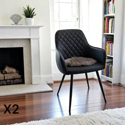 MONTREUX Chaises Velours|Meubles De Cuisine·Chaises|Chaise en velours noir à dossier rond (lot de 2)