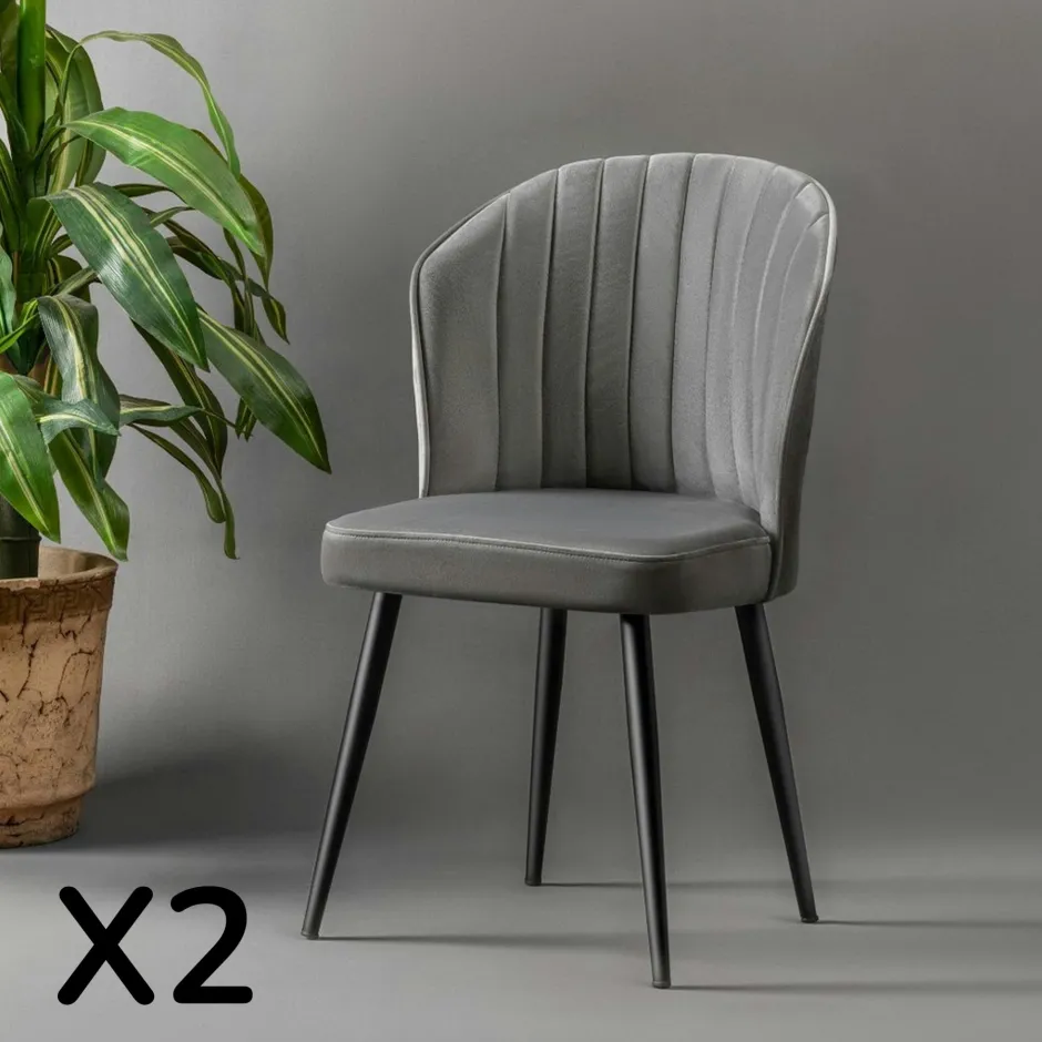 ROSARIO Chaises Capitonnées|Chaises Contemporaines|Chaise en velours noir - dossier enveloppant (Lot de 2)