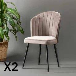 ROSARIO Chaises Capitonnées|Chaises Contemporaines|Chaise en velours noir - dossier enveloppant (Lot de 2)