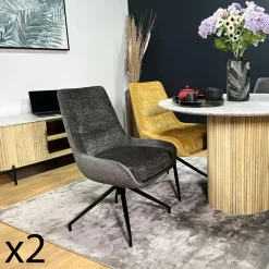 MALMOE Chaises Scandinaves|Chaises Capitonnées|Chaise en velours ocre (lot de 2)