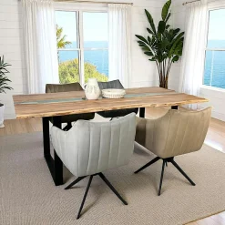 Melbourne Meubles De Cuisine·Chaises|Chaises Velours|Chaise en velours piqué bleu (lot de 2)