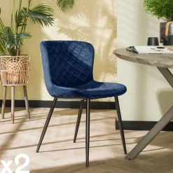 Melbourne Meubles De Cuisine·Chaises|Chaises Velours|Chaise en velours piqué taupe (lot de 2)