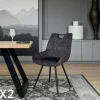 MALMOE Meubles De Cuisine·Chaises|Chaises Velours|Chaise gris sombre avec poignée (lot de 2)
