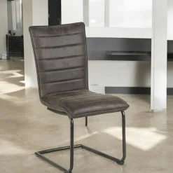Chaises Industrielles|Chaises Contemporaines|Chaise grise en tissu microfibre