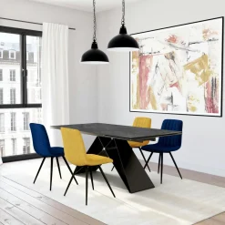 ARLINGTON Meubles De Cuisine·Chaises|Chaises Capitonnées|Chaise grise en velours (lot de 2)