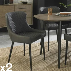 ARLINGTON Meubles De Cuisine·Chaises|Chaises Capitonnées|Chaise grise en velours (lot de 2)