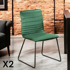 BURGOS Chaises Capitonnées|Chaises Velours|Chaise grise motif ligne (lot de 2)