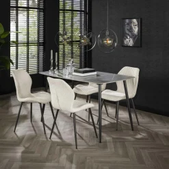 BURGOS Chaises Capitonnées|Chaises Velours|Chaise grise motif ligne (lot de 2)