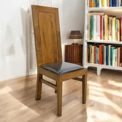 Olga Chaises En Bois|Chaises Contemporaines|Chaise Hévéa assise mousse, dossier plein 42x49x110cm