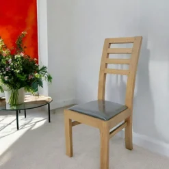 Olga Chaises En Bois|Chaises Contemporaines|Chaise Hévéa assise mousse 45x49x100cm