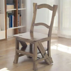 Tradition Chaises En Bois|Meubles De Cuisine·Chaises|Chaise libraire escabeau bois hévéa massif