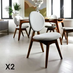 DILI Chaises En Bois|Chaises Contemporaines|Chaise médaillon grise - style moderne (lot de 2)