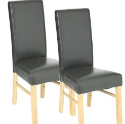 Chaises Contemporaines|Meubles De Cuisine·Chaises|Chaise moderne grise avec pieds bois (lot de 2)