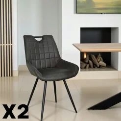 MALMOE Meubles De Cuisine·Chaises|Chaises Velours|Chaise moutarde avec poignée (lot de 2)