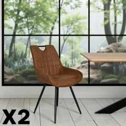 MALMOE Meubles De Cuisine·Chaises|Chaises Velours|Chaise moutarde avec poignée (lot de 2)