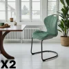 LIGURIE Meubles De Cuisine·Chaises|Chaises Contemporaines|Chaise pied luge bi-matière en tissu vert (lot de 2)