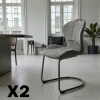LIGURIE Chaises Contemporaines|Meubles De Cuisine·Chaises|Chaise pied luge bi-matière en tissu gris (lot de 2)
