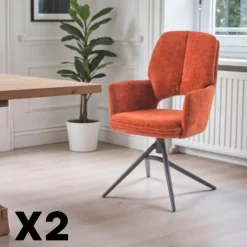 LIGURIE Chaises Contemporaines|Meubles De Cuisine·Chaises|Chaise pivotante anthracite double coussinage (lot de 2)