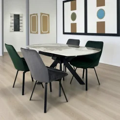 LOMBARDIE Meubles De Cuisine·Chaises|Chaises Avec Accoudoirs|Chaise pivotante beige bi-matière, dossier en T (lot de 2)