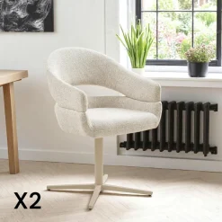 MONTREUX Meubles De Cuisine·Chaises|Chaise pivotante beige chiné design avec pied gris (lot de 2)