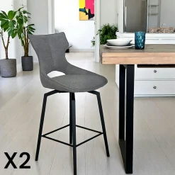 MONTREUX Meubles De Cuisine·Chaises|Chaise pivotante beige chiné design avec pied gris (lot de 2)