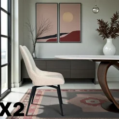 LIGURIE Chaises Contemporaines|Meubles De Cuisine·Chaises|Chaise pivotante beige, dossier ouvert (lot de 2)