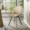 ASCOLI Meubles De Cuisine·Chaises|Chaises Capitonnées|Chaise pivotante beige sable dossier ouvert (lot de 2)