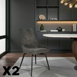 LIGURIE Chaises Contemporaines|Meubles De Cuisine·Chaises|Chaise pivotante bleue, dossier ouvert (lot de 2)