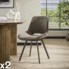 ASCOLI Chaises Capitonnées|Chaises Contemporaines|Chaise pivotante confort – taupe, dos ajouré (lot de 2)