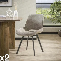 ASCOLI Chaises Capitonnées|Chaises Contemporaines|Chaise pivotante confort – taupe, dos ajouré (lot de 2)