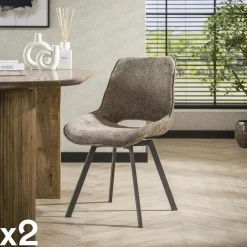 ASCOLI Meubles De Cuisine·Chaises|Chaises Capitonnées|Chaise pivotante confort – grège, dos ajouré (lot de 2)