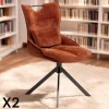IENA Chaises Capitonnées|Meubles De Cuisine·Chaises|Chaise pivotante coussin et poignée tissu rouille (lot de 2)