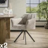 Melbourne Fauteuils En Tissu|Chaise pivotante de salle à manger en velours texturé sable (lot de 2)