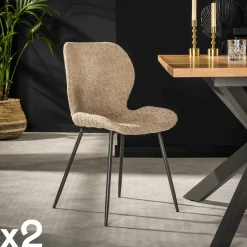 Melbourne Fauteuils En Tissu|Chaise pivotante de salle à manger en velours texturé sable (lot de 2)